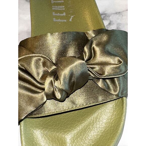 Vntg Fenty Puma Olive Bow Slide Rihanna uk5 us 7 8 Slides Sandals green - Picture 4 of 9